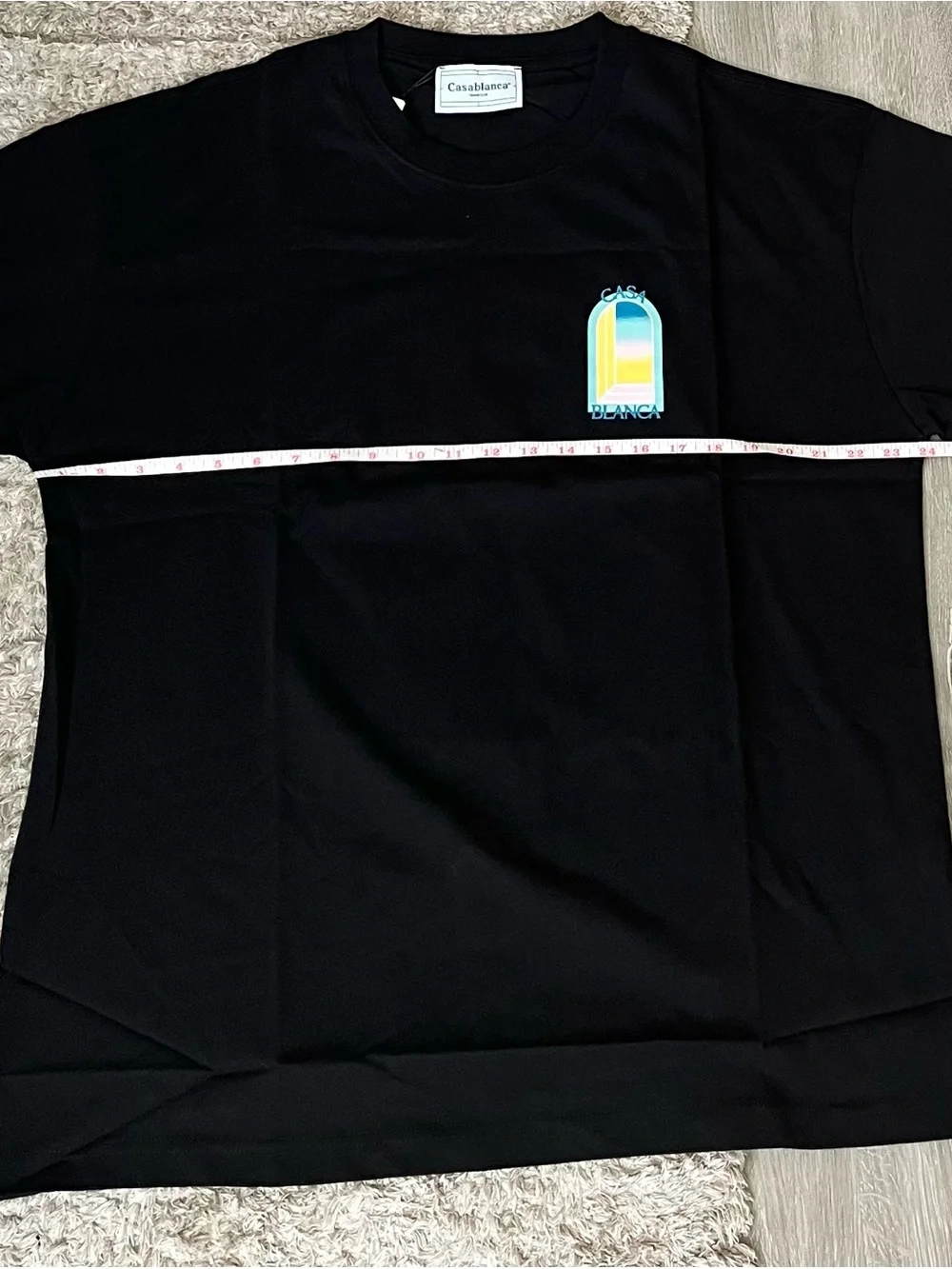 Men Casablanca Black Graphic Tee with Colorful Arch Logo